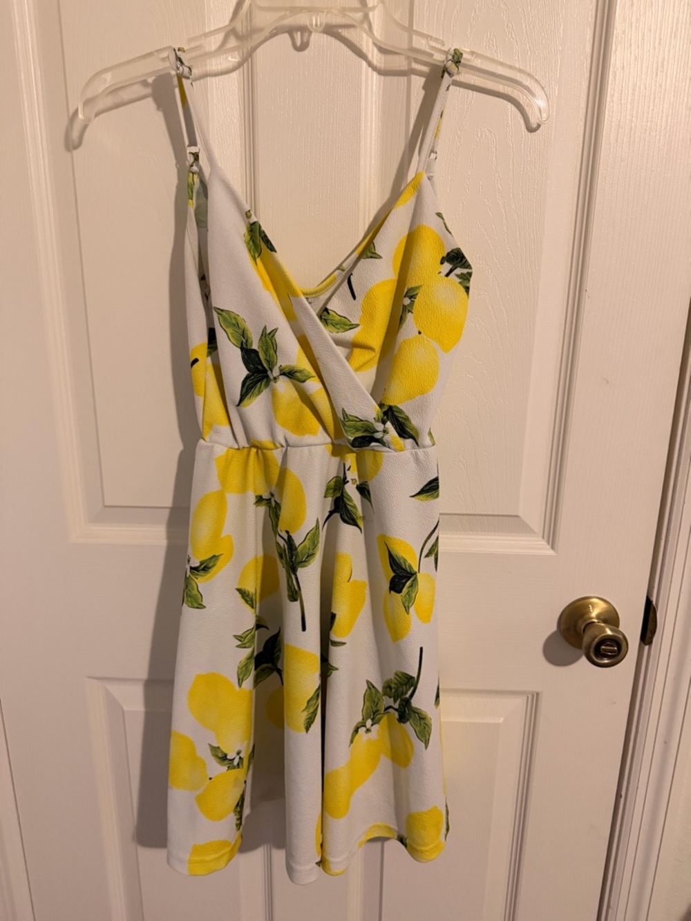 White Sundress with Yellow Lemon Print